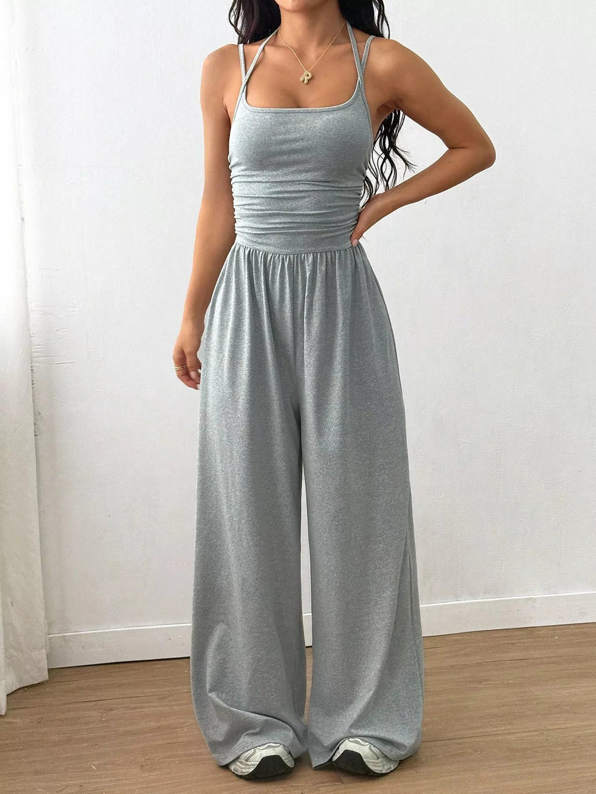 Spaghetti Strap Wide Leg Jumpsuit for Women – Casual Flowy Summer Playsuit - Sundrift