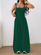 Spaghetti Strap Wide Leg Jumpsuit for Women – Casual Flowy Summer Playsuit - Sundrift