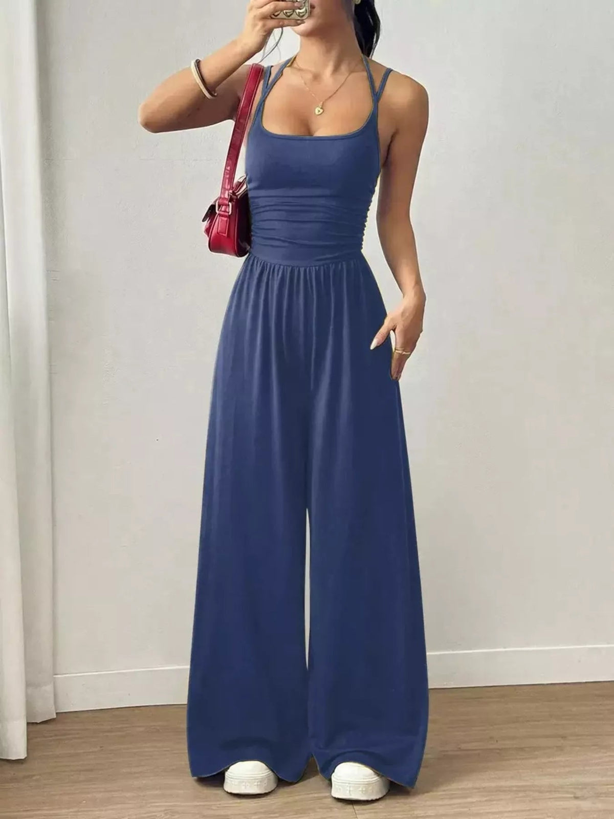 Spaghetti Strap Wide Leg Jumpsuit for Women – Casual Flowy Summer Playsuit - Sundrift