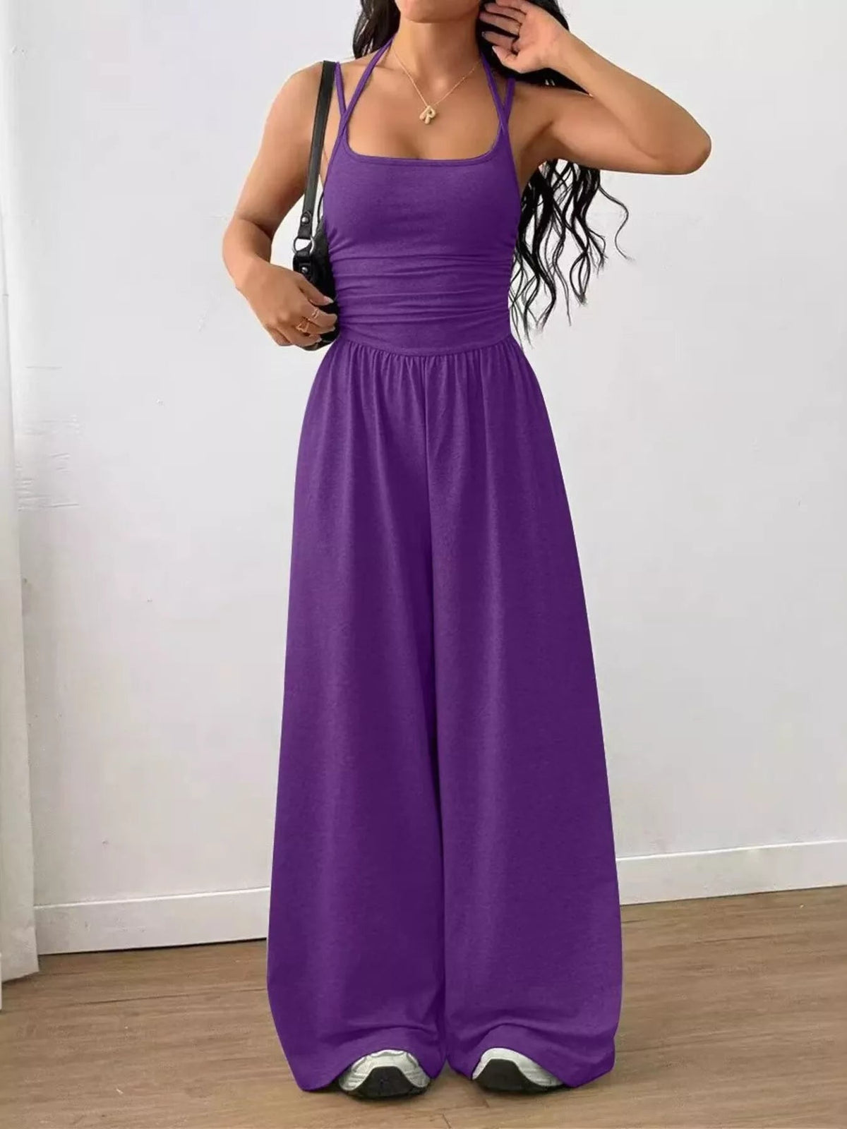 Spaghetti Strap Wide Leg Jumpsuit for Women – Casual Flowy Summer Playsuit - Sundrift