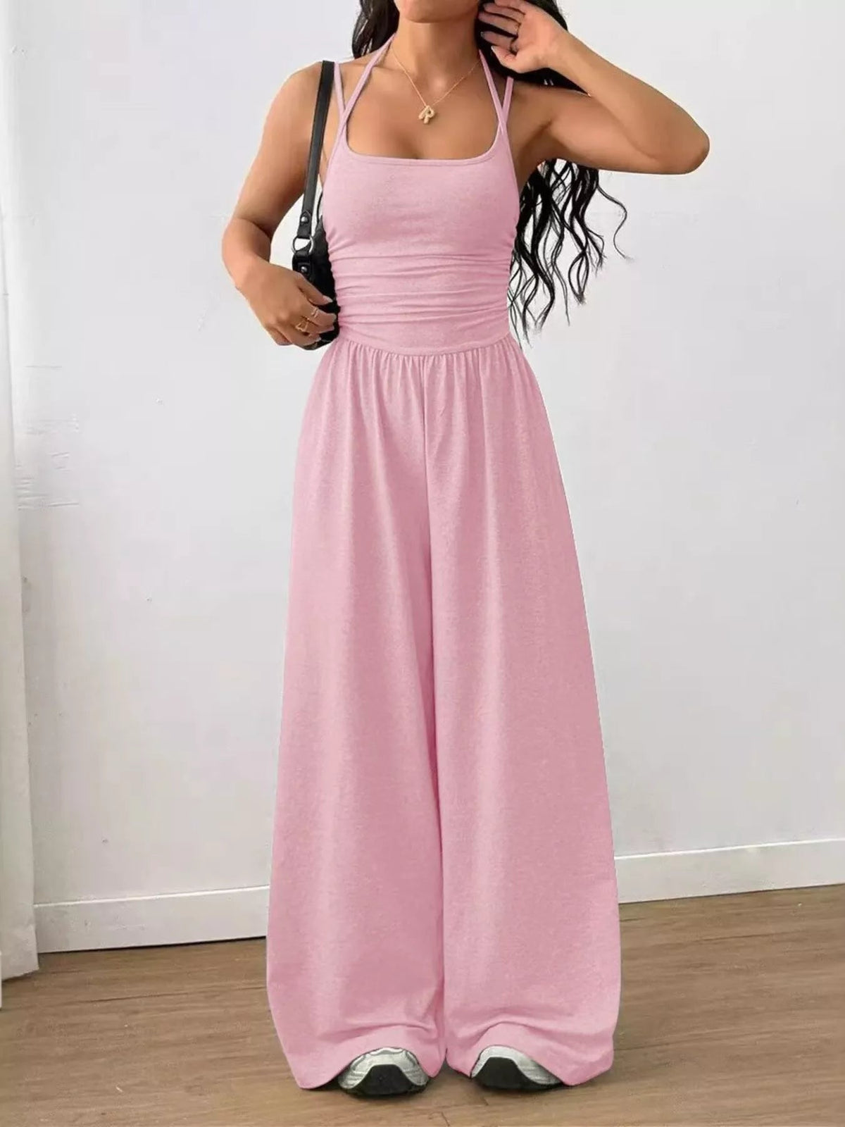 Spaghetti Strap Wide Leg Jumpsuit for Women – Casual Flowy Summer Playsuit - Sundrift