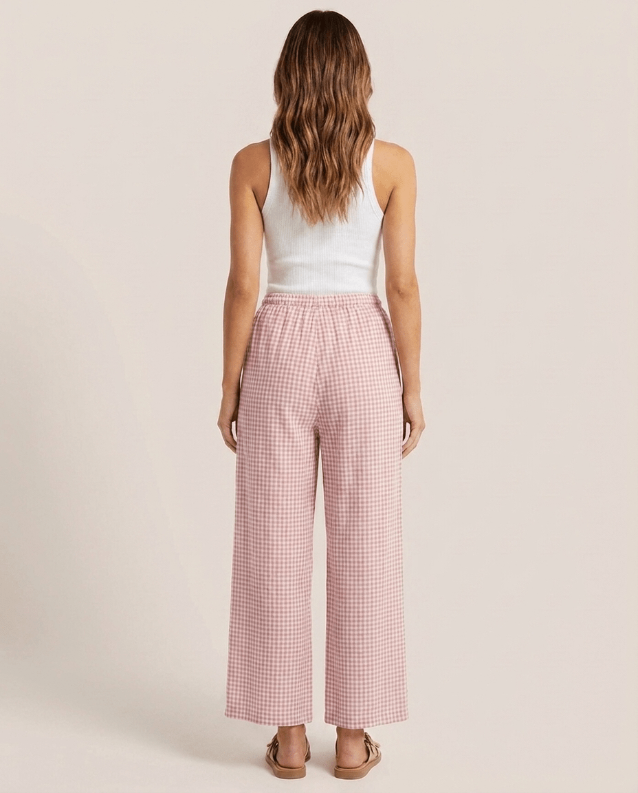 Striped Linen Wide Leg Pants for Women – Palazzo Beach Trousers with Pockets - Sundrift