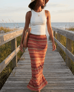 Striped Maxi Skirt for Women – High Waist Flowy Long Summer Skirt - Sundrift