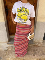 Striped Maxi Skirt for Women – High Waist Flowy Long Summer Skirt - Sundrift