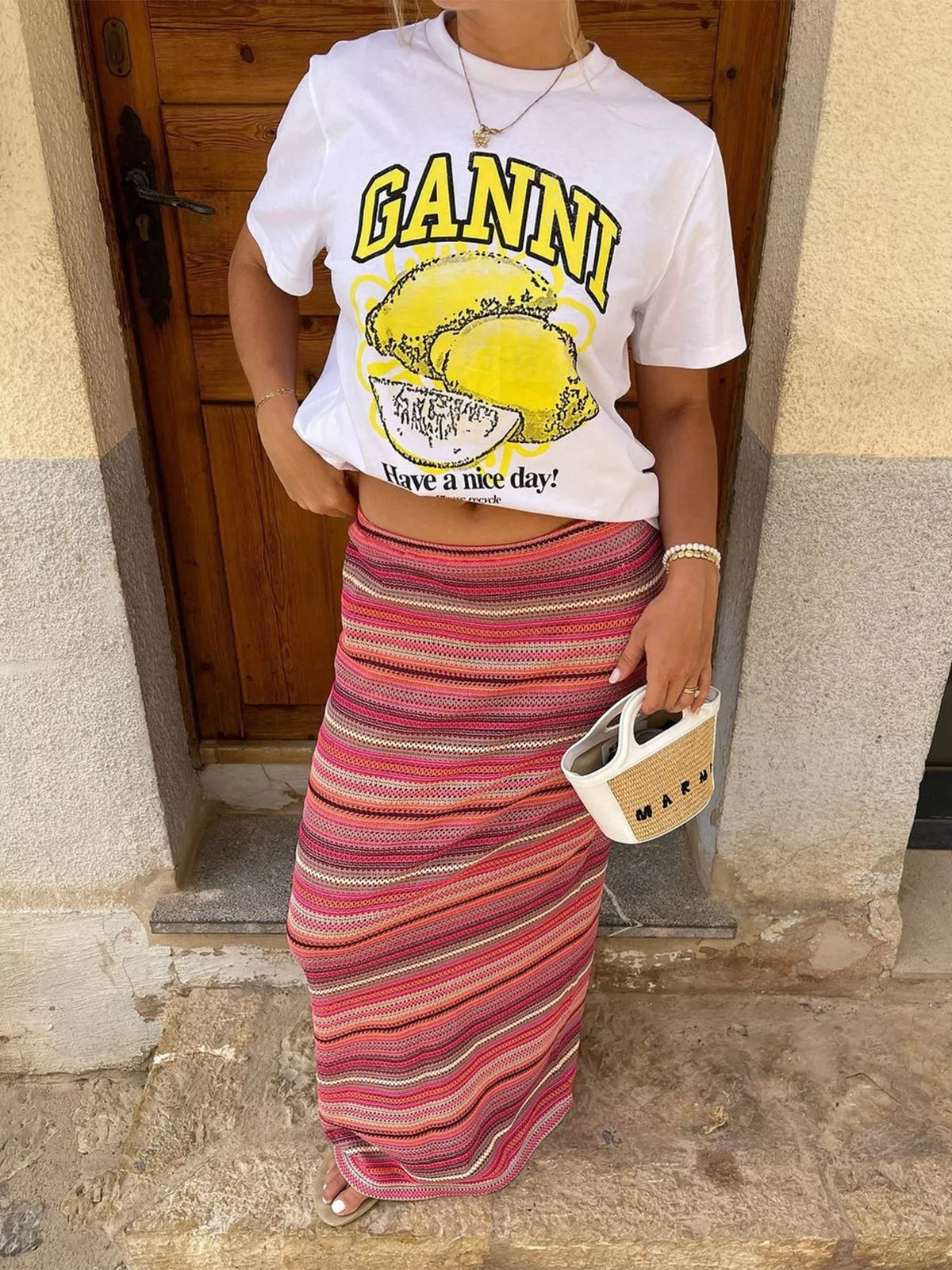 Striped Maxi Skirt for Women – High Waist Flowy Long Summer Skirt - Sundrift