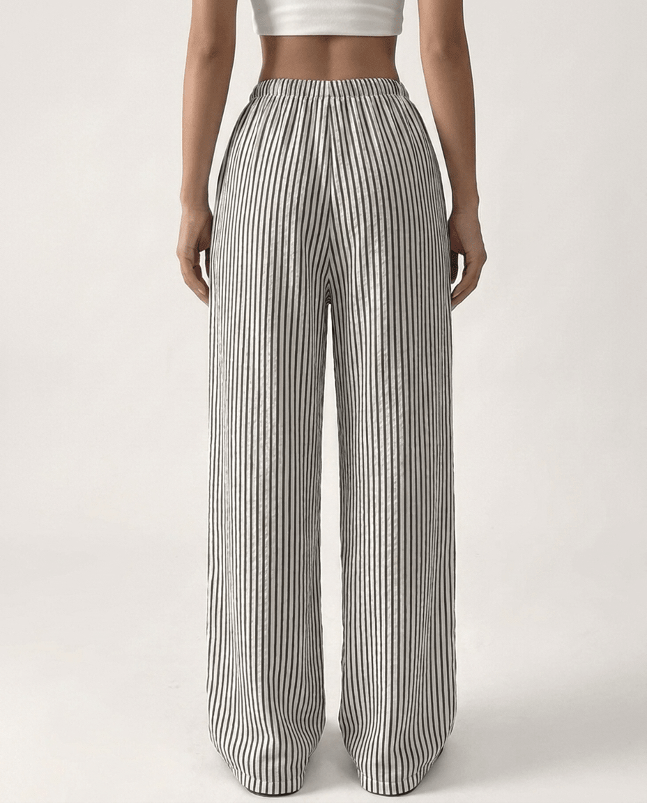 Striped Wide Leg Pants for Women – Lightweight Flowy Trousers with Pockets - Sundrift