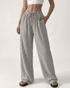 Striped Wide Leg Pants for Women – Lightweight Flowy Trousers with Pockets - Sundrift