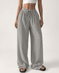 Striped Wide Leg Pants for Women – Lightweight Flowy Trousers with Pockets - Sundrift