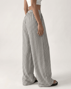 Striped Wide Leg Pants for Women – Lightweight Flowy Trousers with Pockets - Sundrift