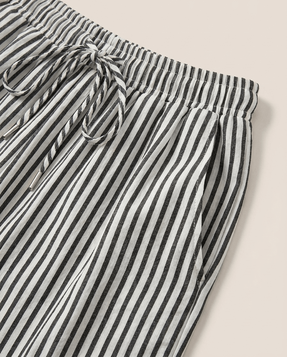 Striped Wide Leg Pants for Women – Lightweight Flowy Trousers with Pockets - Sundrift