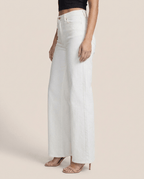 White Wide Leg BBL Jeans for Women – Stretchy Mid Low Rise Baggy Mom Jeans - Sundrift
